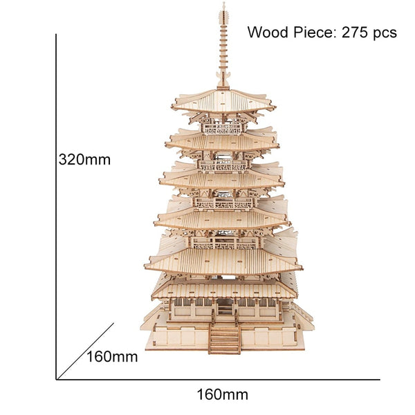 Robotime Five-storied Pagoda 3D Wooden Puzzle Toys For Children Kids Birthday Gift TGN02 ZopiStyle