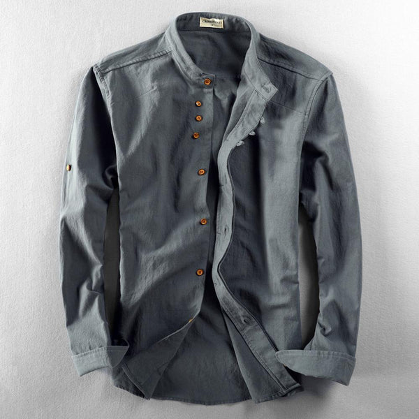 Men Cotton Linen Shirt Formal Retro Chinese Style Long Sleeve Mandarin Collar Casual Shirts Soft Comfort Clothing Plus Size 7XL ZopiStyle