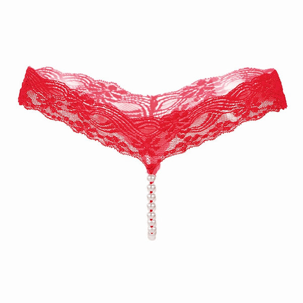 Sexy String Lace Underwear Women Back Bow Panties Women G String T-back Thong Transparent Lingerie Cute with Pearls Panties New ZopiStyle