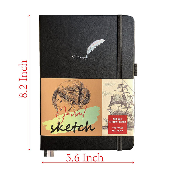 A5 Size Hardcover Sketchbook 5.8*8.3 INCH 160 Pages 160 Gsm Bamboo Paper , Art Drawing Notebook ZopiStyle
