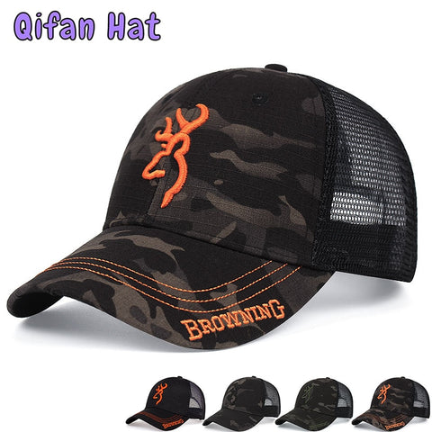 Summer Breathable Mesh Cap Browning Embroidered Trucker Cap Fashion All-match Baseball Cap for Men Outdoor Sunshade Sun Hat ZopiStyle