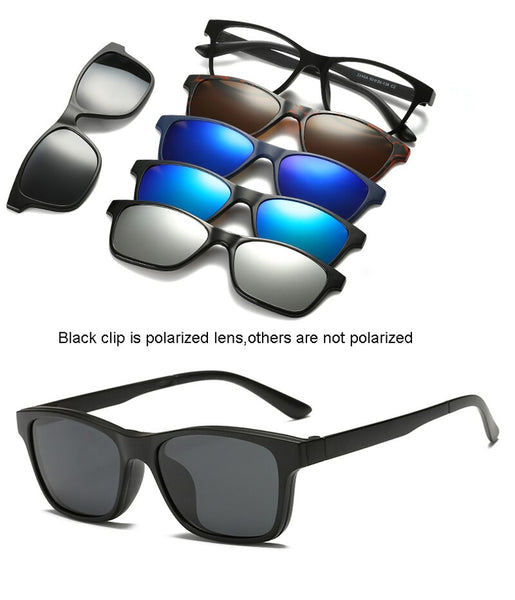 6 In 1 Custom Men Women Polarized Optical Magnetic Sunglasses Clip Magnet Clip on Sunglasses Polaroid Clip on Sun Glasses Frame ZopiStyle