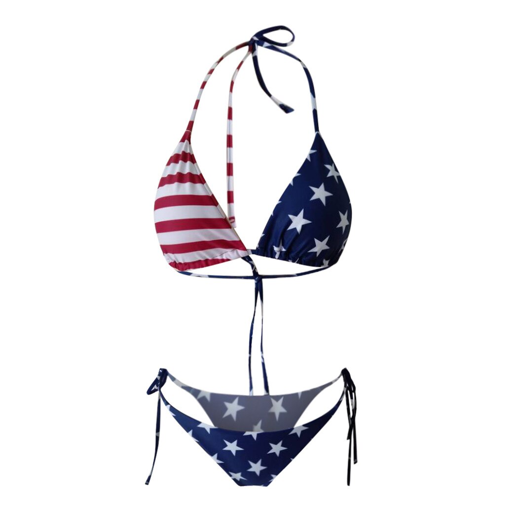 CLOOCL Swimwear Women Bikini Women&#39;s Sexy American Flag Print Bikinis Set Feminine Swimsuit