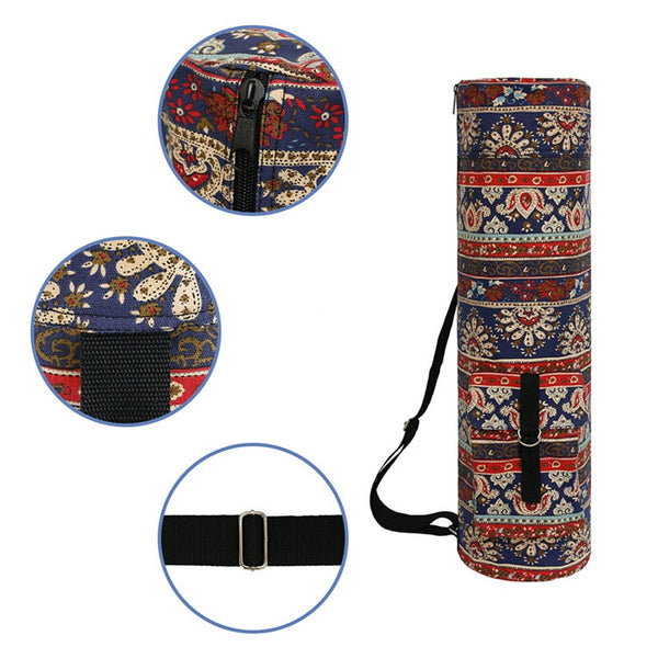 Fashion Sports Yoga Mat Storage Shoulder Bag Bohemian Fitness Bag Messenger Bag Cylinder Yoga Bag ZopiStyle