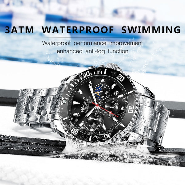 100%Original WISHDOIT Watch for Men TOP Brand Waterproof Sports Stainless Steel Chronograph 2021New Fashion Luxury Wristwatches ZopiStyle