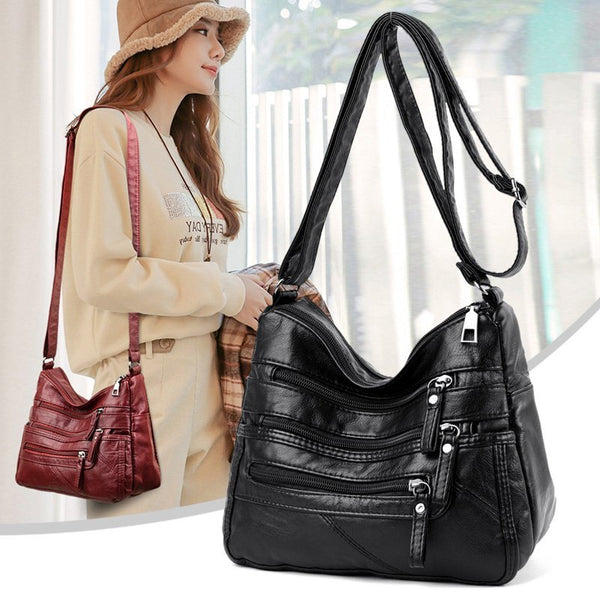 High Quality Women&#39;s Soft Leather Shoulder Bags Multi-Layer Classic Crossbody Bag Luxury Designer Handbag and Purse ZopiStyle