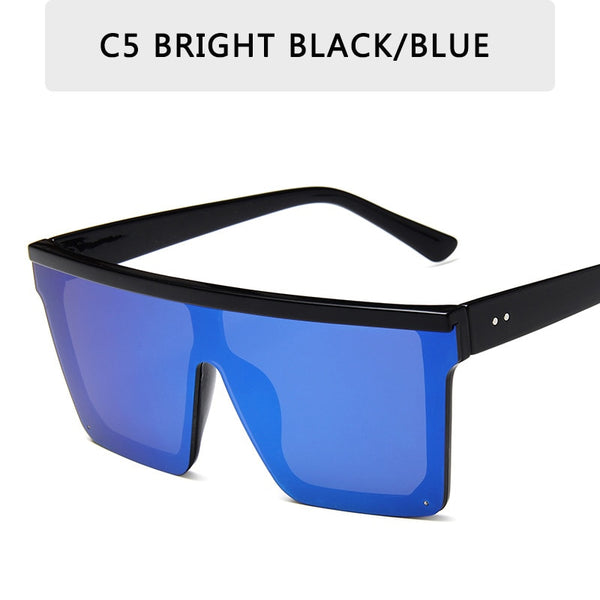 2022 Vintage Male Flat Top Sunglasses Men Brand Black Square Shades UV400 Gradient Sun Glasses For Women Cool One Piece Designer ZopiStyle
