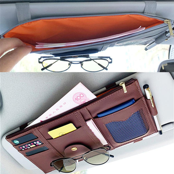 New Car Sun Visor Organizer Storage Holder Car Styling Visor Clip Sunglasses Holder Card Ticket Storage Bag Pouch Car Organizer ZopiStyle