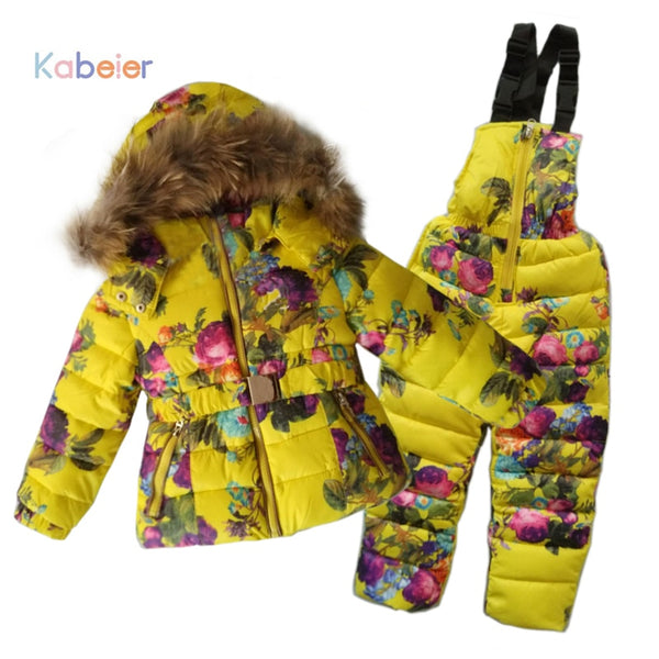Toddler Girl Winter Hooded Clothing Set Down Coat +Overalls Outdoor Suits Warm Windproof Snowsuit Toddler Ski Suit ZopiStyle