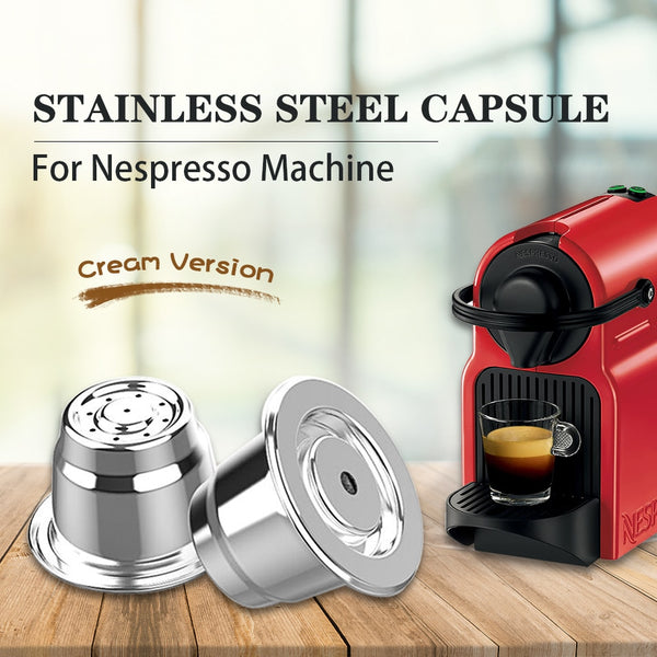 ICafilas Cream Nespresso Refillable Coffee Capsule Pod Stainless Steel Espresso Coffee Filter Tamper Capsule Coffeeware ZopiStyle