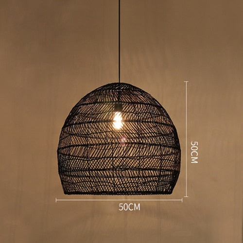 Modern Hand Woven Bamboo LED Pendant Vintage Living Room Lamp Dining Cafe Home Decor Industrial Lighting Fixtures ZopiStyle