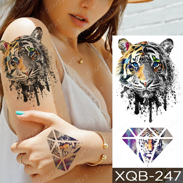 Waterproof Temporary Tattoo Sticker Forest Lion Tiger Bear Flash Tattoos Women Leopard Wolf Crown Body Art Arm Fake Tatoo Men ZopiStyle