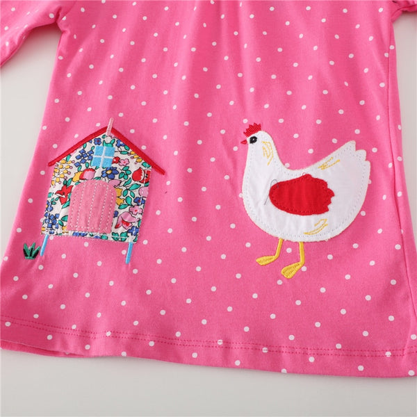 Jumping Meters New Arrival Girls Outfits Autumn Spring Animals Embroidery Hot Selling Childrene&#39;s Clothing Sets Dots Suits Kids ZopiStyle