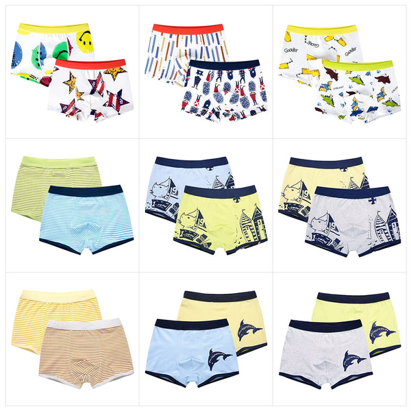 4 Piece Kids Boys Underwear Cartoon Children&#39;s Shorts Panties for Baby Boy Boxers Stripes Teenager Underpants 4-14T ZopiStyle