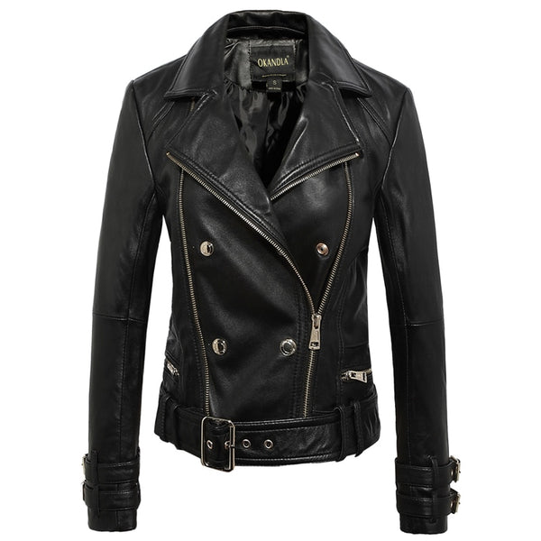 Free shipping,2022 women fashion genuine leather jackets.plus size sheepskin jacket,soft street cloth.slim coat,black leather ZopiStyle