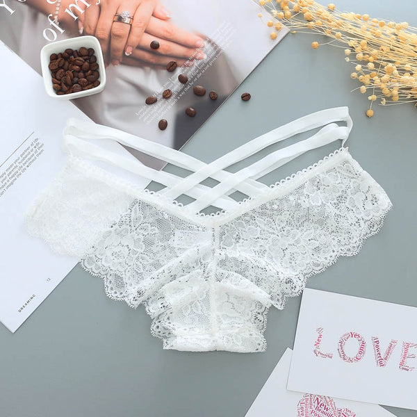 Sexy Panties Women Lace Low-rise Solid Sexy Briefs Female Underwear Pant Ladies Cross strap lace Lingerie Women G String Thong ZopiStyle