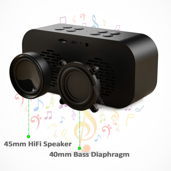 Bluetooth 5.0 Portable Wireless Bluetooth Speaker Column Subwoofer Music Sound Box LED Time Snooze Alarm Clock for Laptop Phone ZopiStyle