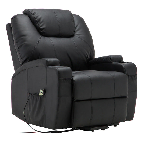 Giantex Electric Lift Power Recliner Chair Heated Massage Sofa Lounge with Remote Control Sofa Chairs Modern Recliner HW67478BK+ ZopiStyle