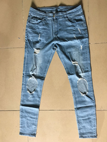 Fashion Streetwear Men's Jeans Vintage Blue Gray Color Skinny Destroyed Ripped Jeans Broken Punk Pants Homme Hip Hop Jeans Men ZopiStyle