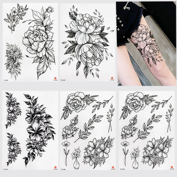 Waterproof Temporary Tattoo Sticker Lotus Rose Pattern Water Transfer Under Breast Shoulder Flower Body Art Fake Tatoo ZopiStyle