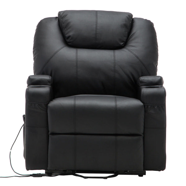Giantex Electric Lift Power Recliner Chair Heated Massage Sofa Lounge with Remote Control Sofa Chairs Modern Recliner HW67478BK+ ZopiStyle