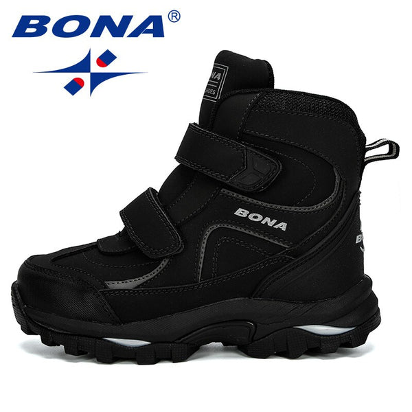 BONA  New Style Winter Boys Boots Children Shoes For Kids Sneakers Leather Boots Plush Warm Flat Ankle Boots Comfortable ZopiStyle