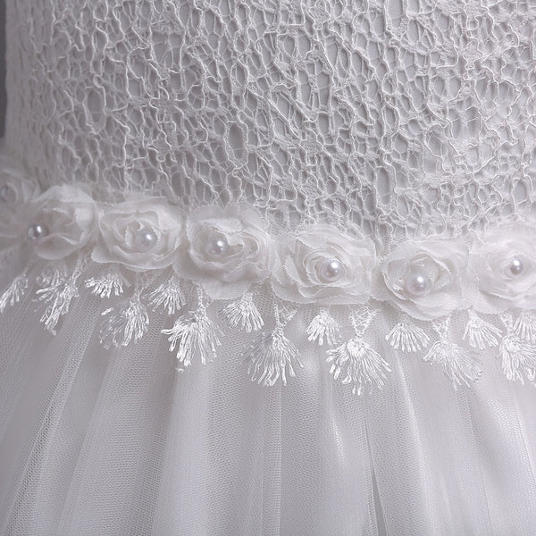 Girls Lace Flower Dress Pearls Children Wedding Party Dresses Kids Christmas Ball Gown Formal Baby Frocks Clothes Girl Carnival ZopiStyle