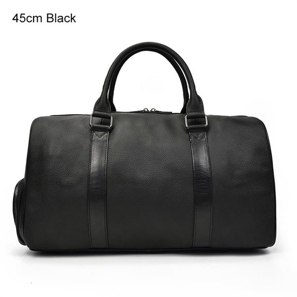 Luxury Genuine Leather Men Women Travel Bag Cow Leather Carry On Luggage Bag Travel Shoulder Bag Male Female Weekend Duffle Bag ZopiStyle