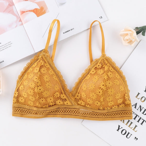Women Lace Padded Bras Beauty Back Wrapped Chest Comfortable Wire Free Bras Lingerie ZopiStyle