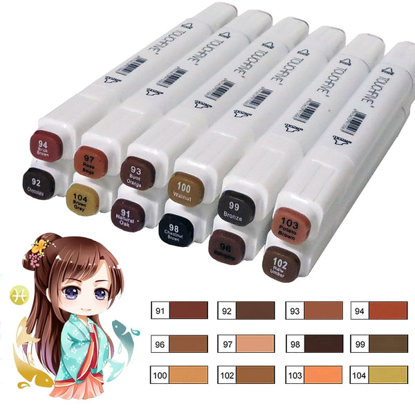 Sketch Art Marker Twin Tip Manga Animation Design Art Supplies for Painting Illustration 12/24/30 Colors TouchFive Art Marker ZopiStyle