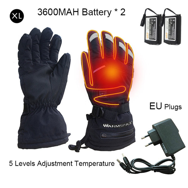 Men Women Motorcycle Electric Heated Gloves Temperature 5 Speed Adjustment USB Hand Warmer Safety For Skiing Hiking Camping ZopiStyle