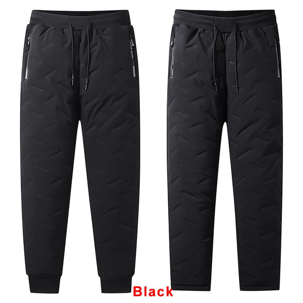 Winter Zip Pockets Thicken Fleece Sweatpants Men Joggers Black Grey Down Cotton Warm Pants Male Water Proof Thermal Trousers 7XL ZopiStyle
