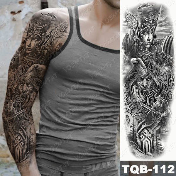 Large Size Waterproof Temporary Tattoo Stickers Prajna Demon Koi Dragon Flash Tatoo Man Body Art Transferable Fake Sleeve Tatto ZopiStyle