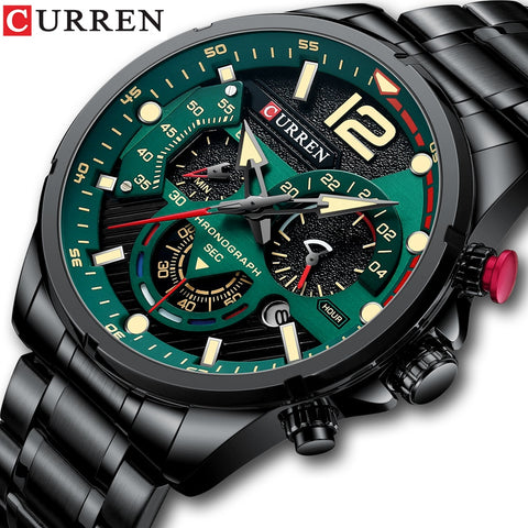 CURREN Watches Men&#39;s Sport Quartz Chronograph Wristwatches Luxury Stainless Steel Clock with Luminous Watch Relogio Masculino ZopiStyle
