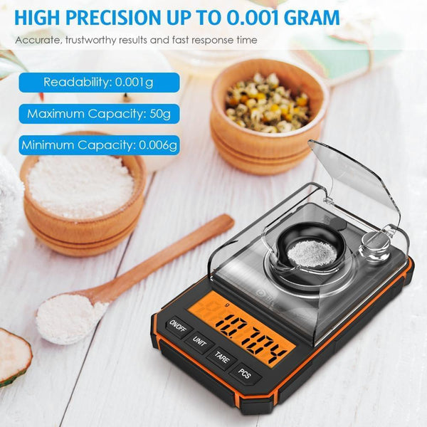 0.001g Electronic Digital Scale Portable Mini Scale Precision Professional Pocket Scale Milligram 50g Calibration Weights
