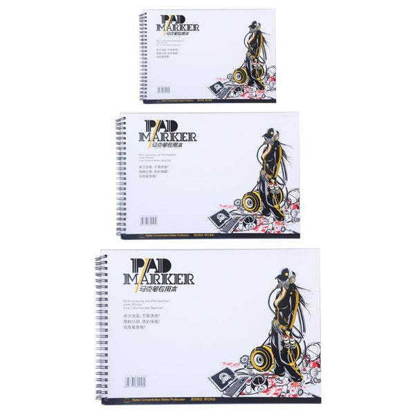 34 Sheet A3/A4/A5 Professional Marker Paper Spiral Sketch Notepad Book Painting ZopiStyle