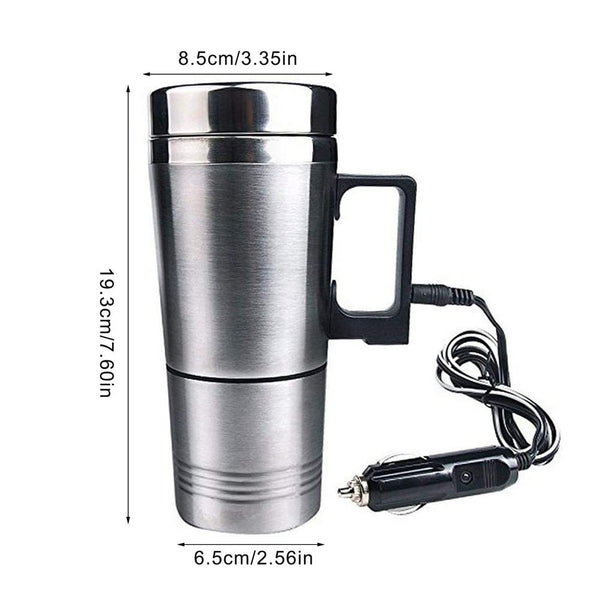 Stainless Steel Vehicle Heating Cup 12V/24V Heat Insulation Electric Car Kettle Camping Travel Kettle Water Coffee Thermal Mug ZopiStyle