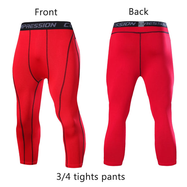 Men&#39;s Running Sport Tights Pants Basketball Cropped Compression Leggings Gym Fitness Sportswear for Male Athletic Trousers ZopiStyle