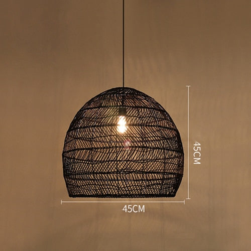 Modern Hand Woven Bamboo LED Pendant Vintage Living Room Lamp Dining Cafe Home Decor Industrial Lighting Fixtures ZopiStyle