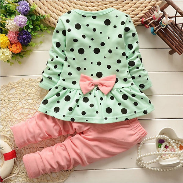 Fall Baby Girls Clothing Outfits Toddler Kids Cartoon Minnie Dot Long Sleeve T-shirt+Pants Sets Children Clothing Boy Clothes ZopiStyle