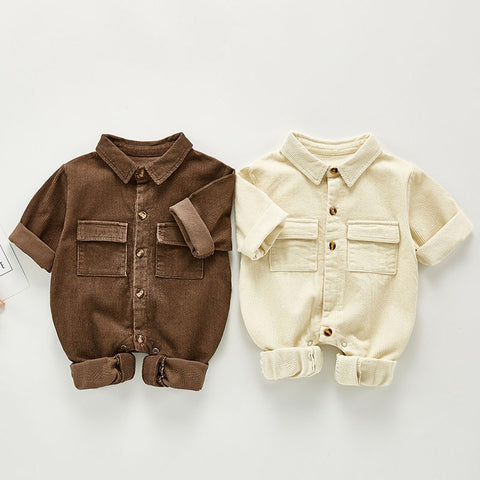 New Newborn Boys Girls Corduroy Jumpsuits Clothes Spring Autumn Baby Boys Girls Rompers Long Sleeve Children Rompers 0-3Yrs ZopiStyle