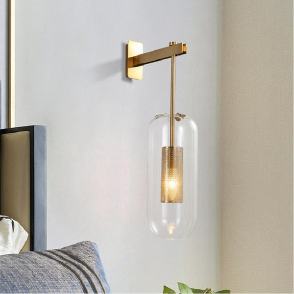 Modern Glass Bedside Wall Lamps Fixture Nordic Sconce Lighting Luminaire Golden Living Room Hallway Staires Lights Home Decor ZopiStyle