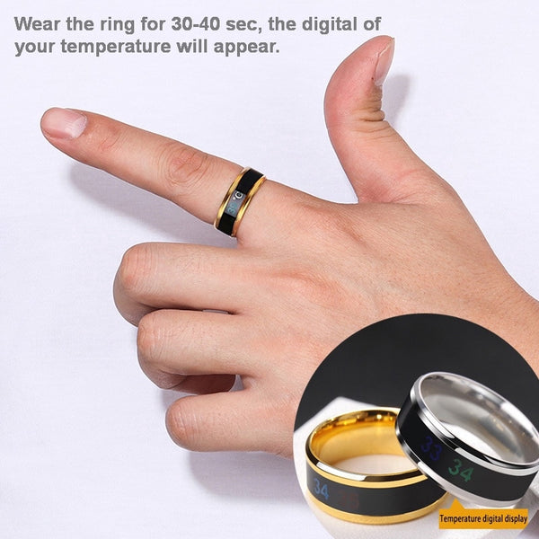 Smart Sensor Body Temperature Ring Stainless Steel Fashion Display Real-time Temperature Test Finger Rings ZopiStyle