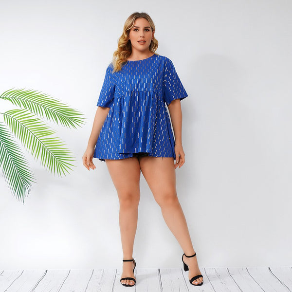 2021 Summer Blouse Plus Size 4XL 5XL Women Tops Short Sleeve Striped Print Casual Blouse Loose Oversized Ladies Tunic Tops ZopiStyle
