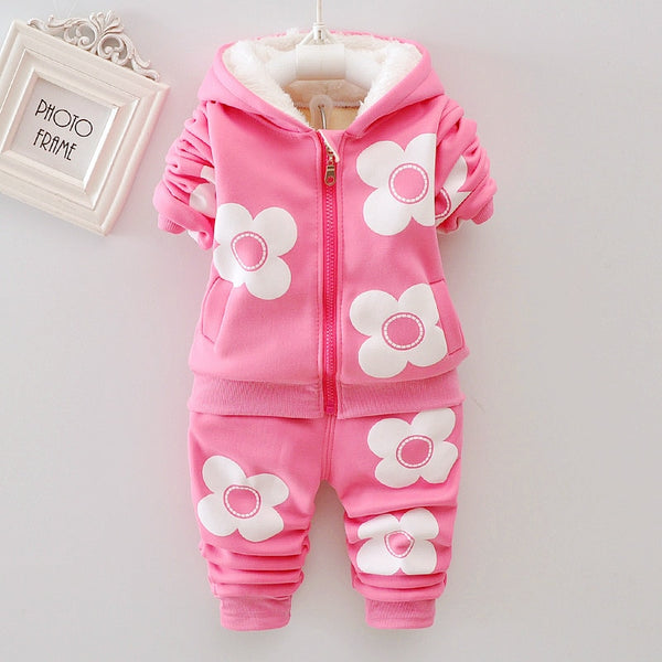 Winter Baby Girls Clothing Set 2021 Autumn Toddler Boys Girls Warm Hooded Coats Pants Suit Kids Thick Tracksuit Clothes Set ZopiStyle