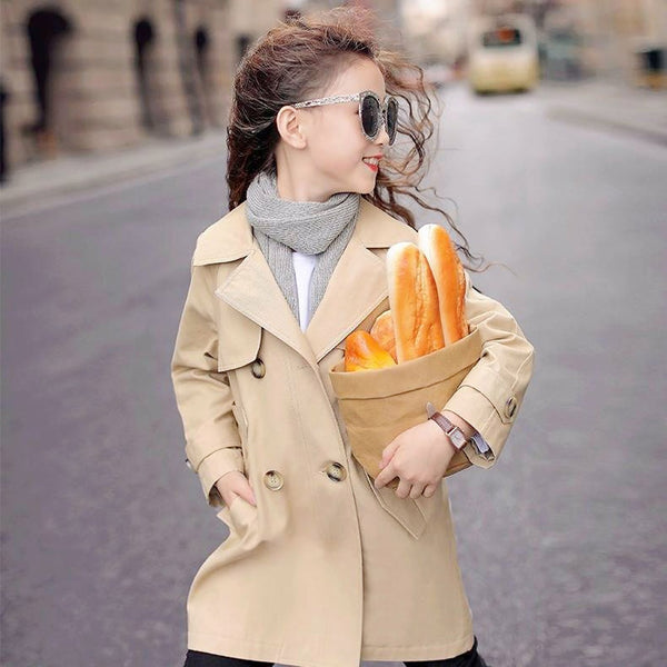 Jacket Girls Outerwear Full Windbreaker Kids Spring Autumn Kids Girls Clothes 6 8 10 12 14 Girls double breasted trench coat ZopiStyle