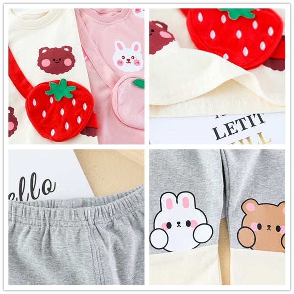 Spring Autumn Baby Girls Clothing Sets Kids Cartoon Rabbit Long Sleeve T Shirt Pants Children Casual Clothes Infant Outfit ZopiStyle