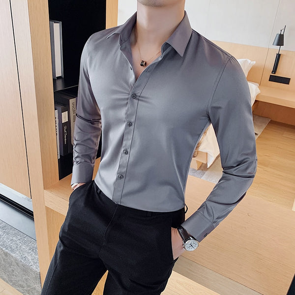 British Style Long Sleeve Shirt Men Clothing Fashion 2022 Autumn Business Formal Wear Chemise Homme Slim Fit Camisa Masculina ZopiStyle
