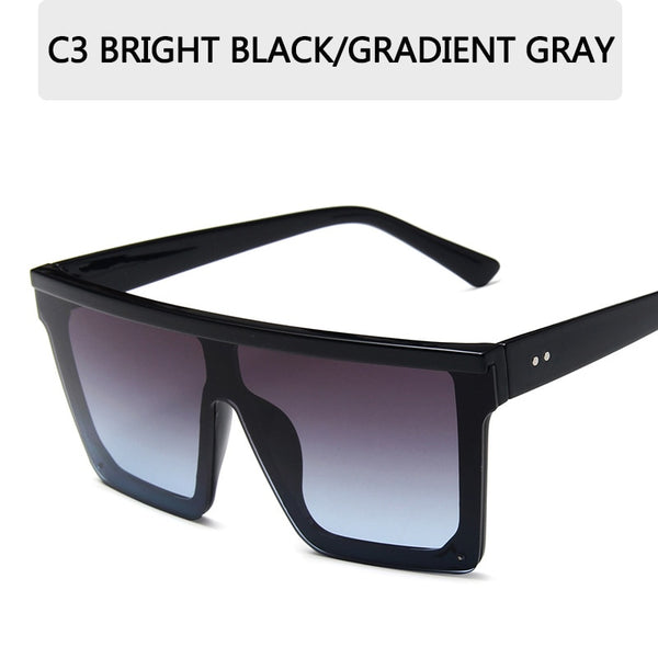 2022 Vintage Male Flat Top Sunglasses Men Brand Black Square Shades UV400 Gradient Sun Glasses For Women Cool One Piece Designer ZopiStyle