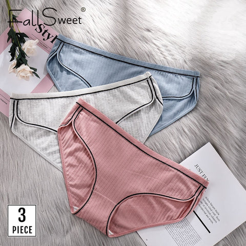 FallSweet 3 pcs/pack! Cotton Panties for Women  Plus Size Soft Briefs Sexy Lingerie Girl Underwear Female ZopiStyle